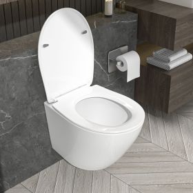 Wall Hung Toilet Bowl, Elongated Toilet Wall Mounted in White