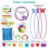 24Pcs Diving Toys Swimming Pool Toys Swim Toys for Kids Aged 3+ Years Old Swim Thru Rings Torpedoes Gems Volleyball Storage Bag