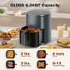 Air Fryer 6 Quart Capacity with Window Square Air Fryer 12-in-1 Air Fry, Roast, Reheat, Dehydrate, Bake, Steam with 400F, gray