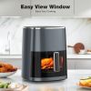 Air Fryer 6 Quart Capacity with Window Square Air Fryer 12-in-1 Air Fry, Roast, Reheat, Dehydrate, Bake, Steam with 400F, gray