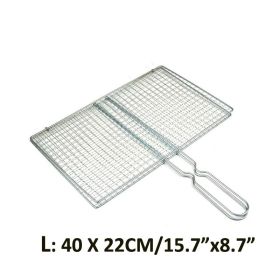 1pc Stainless Steel Vegetable BBQ Grilling Basket; Easy To Clean Grill Basket; Grill Accessories; Portable Folding Fish Grilling Basket With Removable (size: L)