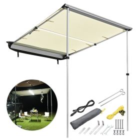 Car Side Awning with LED (Color: Beige)