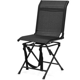 All weather Outdoor Foldable 360 Degree Swivel Chair with Iron Frame (Color: Black)